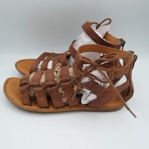 BORN Womens Brown Leather Gladiator Sandals Lace Up Back Zip Size 8M